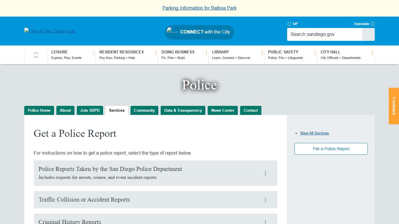 Get a Police Report | City of San Diego Official Website