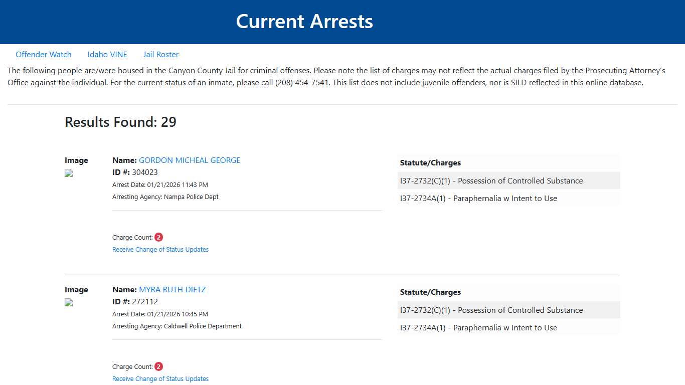 Current Arrests